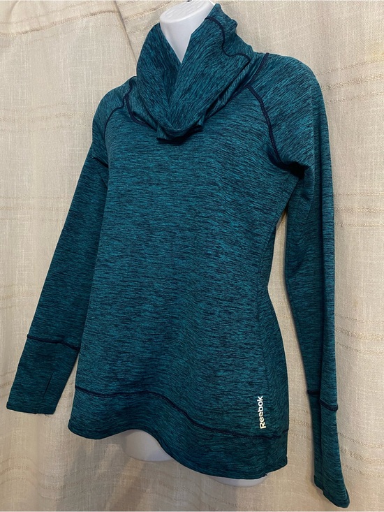 Reebok Tops - Reebok Space Dye Cowl Neck Pullover Sweatshirt Thumbholes Teal Blue Womens M
